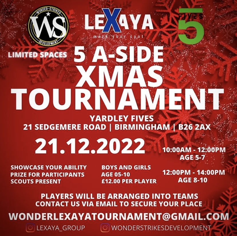 LEXAYA – 5 A-SIDE YOUTH CHRISTMAS TOURNAMENT