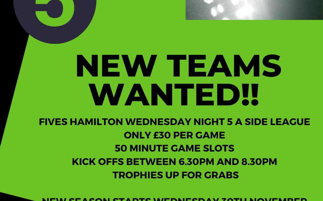 NEW WEDNESDAY 5 A SIDE LEAGUE
