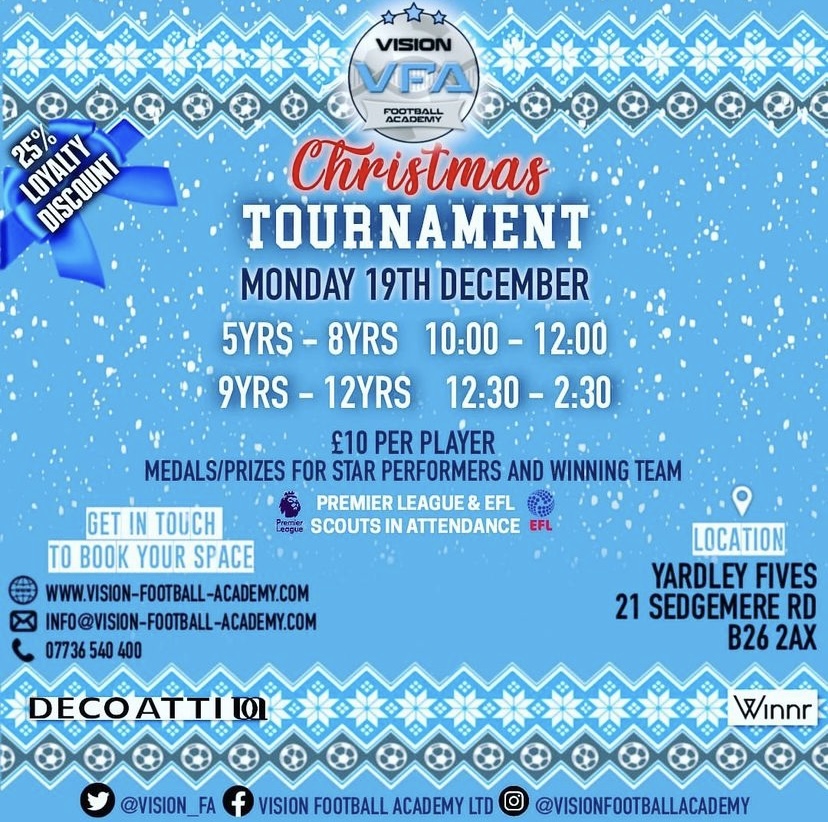 VISION FOOTBALL ACADEMY YOUTH 5 A-SIDE CHRISTMAS TOURNAMENT