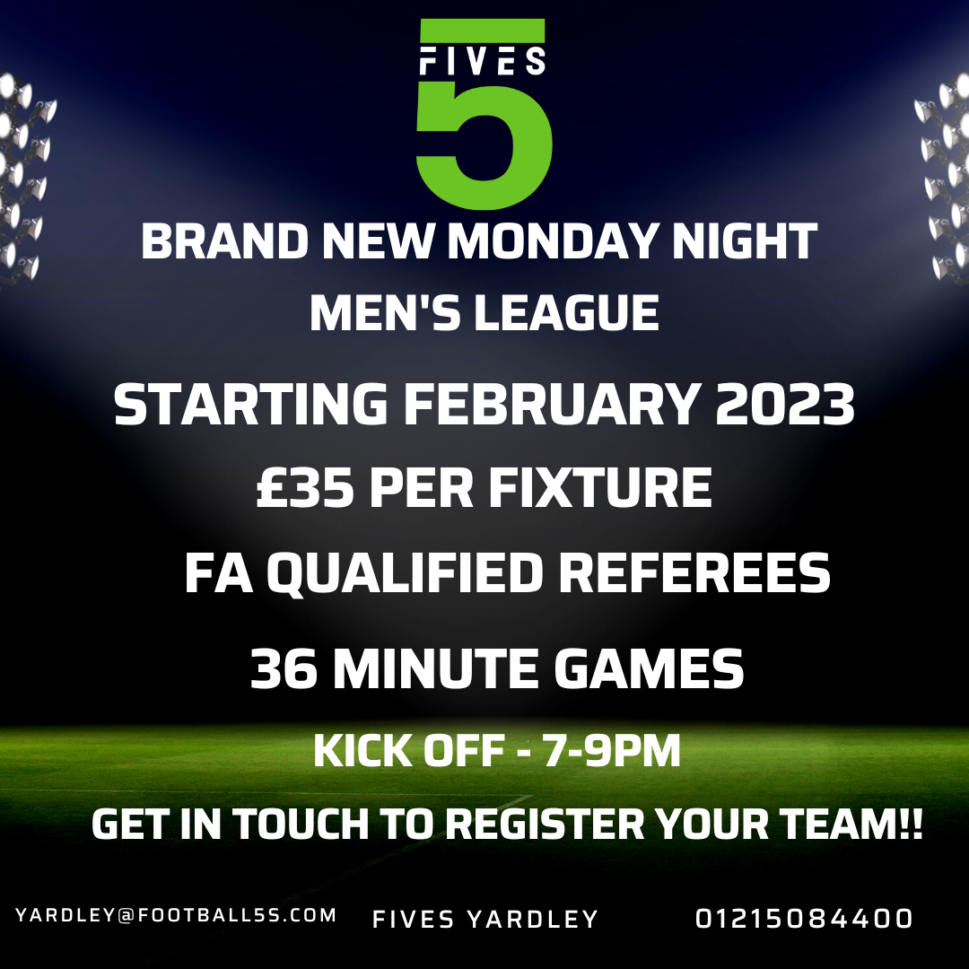 MEN’S MONDAY NIGHT 5 ASIDE LEAGUE