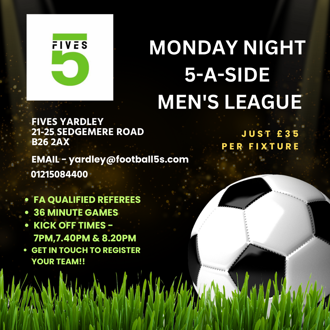 MEN’S MONDAY NIGHT 5 ASIDE LEAGUE